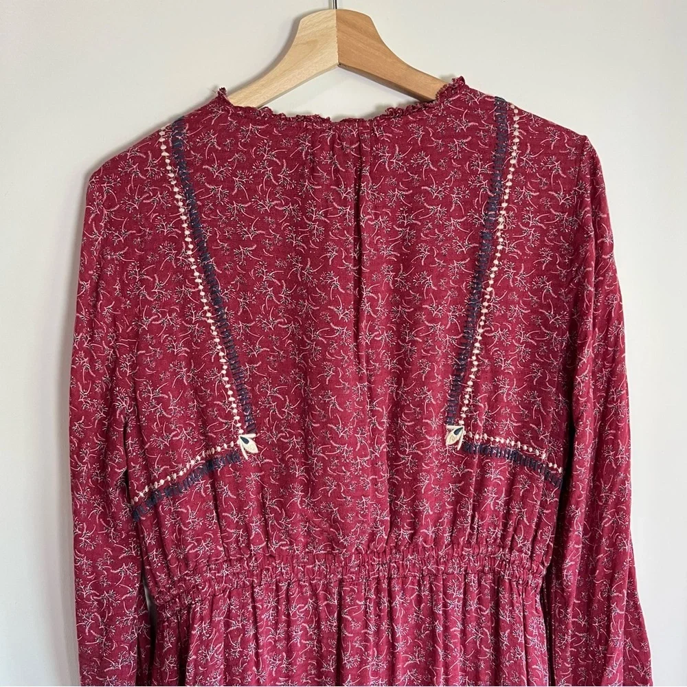 DOLAN Tassel Tie Maxi Dress in Raspberry Laurel Long Sleeve Boho,‎ Size Medium